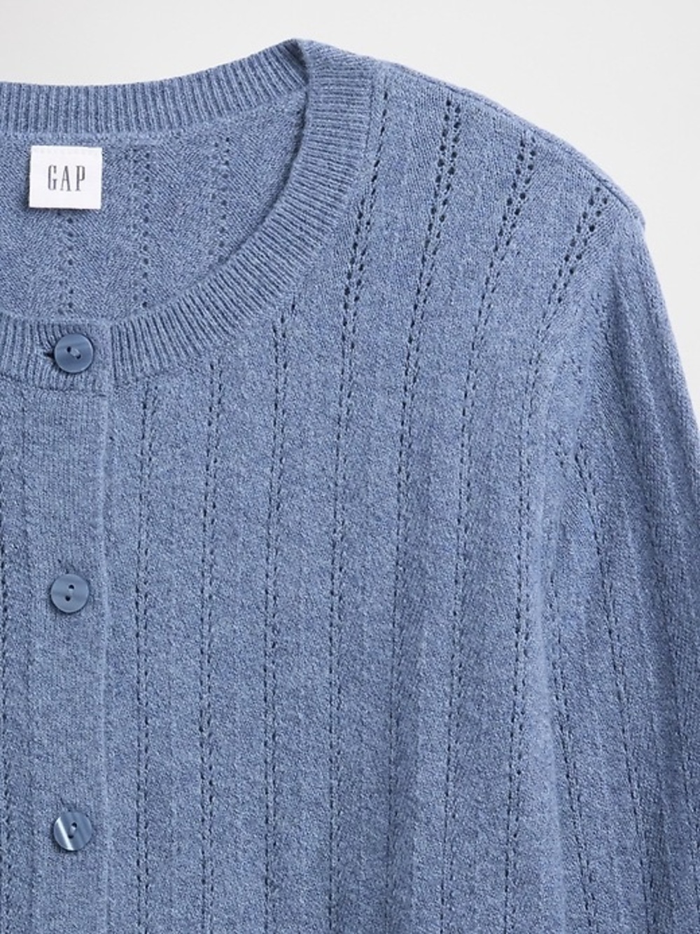 GAP Factory Light Blue Pointelle Button Cardigan - Picture 2 of 7
